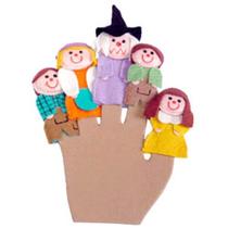 Kit Dedoches João e Maria em Feltro 5 Peças Brinquedo Educativo Infantil 2+ Anos