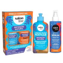 Kit Definição Natural Salon Line - Sh e Cond, Sérum/Leaven-in e Creme de Pentear