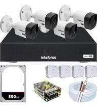 Kit definição total intelbras completo full hd com 4 canais e 4 câmeras bullet 1080p