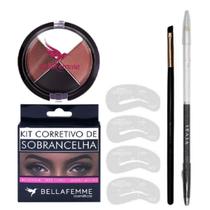 Kit Delineador Sobrancelhas Sombras + Pincel + Molde + Lápis
