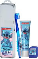 Kit Dentalclean Stitch Escova + Fio 20m + Gel Infantil com Flúor Morango 50g Kit Dentalclean Stitch Escova + Fio 20m + Gel Infantil com Flúor Morango 50g