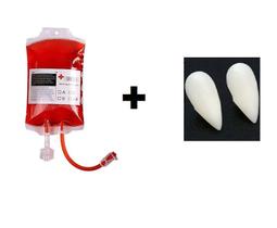 Kit Dente de Vampiro Resina e Bolsa de Sangue para Bebidas - Lynx produções