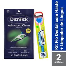 Kit DenTek Escova de Língua Orabrush + Fio Dental Floss Picks Triple Clean Adv c/ 90 un Kit DenTek Escova de Língua Orabrush + Fio Dental Floss Picks Triple Clean Adv c/ 90 un