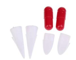 Kit Dentes De Vampiro + Cápsula De Sangue Falso Fantasia