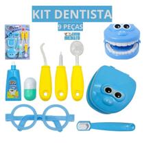 Kit Dentista de Brinquedo com 9 Peças Azul Brinquedo Educativo Interativo Kit Dentista de Brinquedo com 9 Peças Azul Brinquedo Educativo Interativo