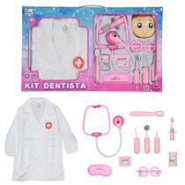Kit Dentista Infantil Avental E Acessórios Rosa DTV-806 - Fênix - Fenix