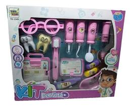 Kit Dentista Infantil Brinquedo 14 Peças Educativo Rosa