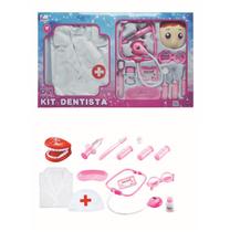 Kit Dentista Infantil Com Luz e Som 13 Peças Rosa fenix