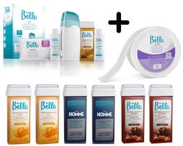 Kit Depilação + 6 Ceras Variadas + Rolo Lenço Depil Bella