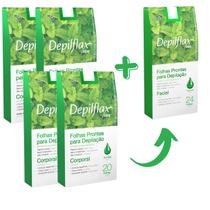 Kit Depilação Completa Depilflax 4 Corporal + 1 Facial Folhas Prontas Depilação Hortelã