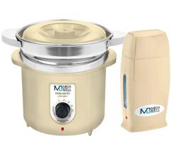 Kit Depilação Termocera 400g Com Refil Bege + Aquecedor de Cera Roll-on Bege Mega Bell