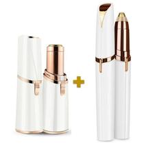 Kit Depilador Batom Portatil Facial Busto Rosto Axilas Indolor + Caneta Depilador Sobrancelha Removedor Elétrico