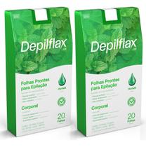 Kit Depilflax 2 Caixas Cera Depilitórias Folhas Hortelã 20un Kit Depilflax 2 Caixas Cera Depilitórias Folhas Hortelã 20un