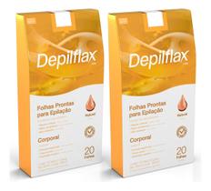 Kit Depilflax 2 Caixas Cera Depilitórias Folhas Natural 20un