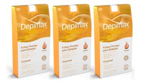 Kit Depilflax 3 Caixas Cera Depilitórias Folhas Natural 20un