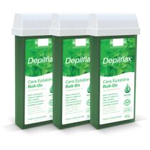 Kit Depilflax Cera Depilatória Roll-On Hortelã 3 Unidades