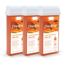 Kit Depilflax Cera Depilatória Roll-On Mamão Pack 3 Unidades Kit Depilflax Cera Depilatória Roll-On Mamão Pack 3 Unidades