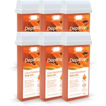 Kit Depilflax Cera Depilatória Roll-On Mamão Pack 6 Unidades