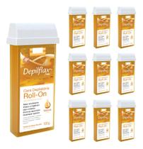 Kit Depilflax Cera Depilatória Roll-On Natural Pack 10 Unidades Kit Depilflax Cera Depilatória Roll-On Natural Pack 10 Unidades