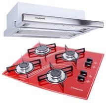 Kit Depurador Embutir 60cm Cooktop 4 Bocas Vermelho Safanelli