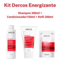 Kit Dercos Energizante Shampoo 200ml + Condicionador 150ml + Shampoo Refil 200ml