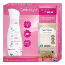 Kit Dermacyd Sabonete Intimo Floral 200ml + Lenço Umid.16un