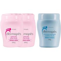 Kit Dermopés: 2 Creme Hidratante Para Afinar Os Pés 230g (rosa) + 1 Dermopés Creme Para Tratamento 230 g (azul)