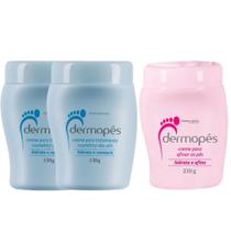 Kit Dermopés: 2 Dermopés Creme Para Tratamento 230 g (azul) + 1 Creme Hidratante Para Afinar Os Pés 230g (rosa)