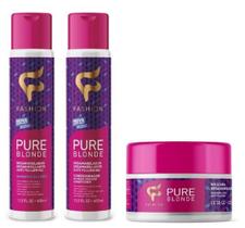 Kit Desamarelador Cabelos Loiros Pure Blonde Fashion -Shampoo + Condicionador + Máscara