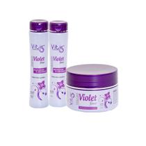Kit Desamarelador Shampoo, Condicionador e Máscara Violet Flower - Vitiss Cosméticos - Desamarelador e Antioxidante P/ Loiros, Brancos e Grisalhos
