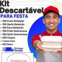 Kit Descartaveis Para festa 901 Itens: Pratos Gafos Facas Copos Saco de Lixo Etc