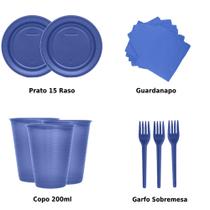Kit Descartáveis Perolado Prato, Copo, Garfo e Guardanapo