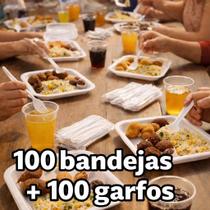 Kit Descartavel 100 Bandeja B2 + 100 Garfo Refeição - Crgfestas