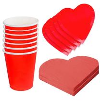 Kit Descartavel Dia dos Namorados Copo Prato Guardanapo