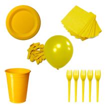 kit descartável festa com prato garfo copo e bexiga balão
