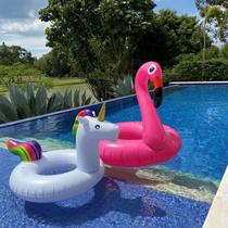 Kit Descolado Festas Boias Unicórnio e Flamingo Rosa Adulto