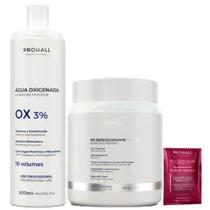 Kit Descoloração Pó Ultra Clareador Branco e Ox 10 Prohall Kit Descoloração Pó Ultra Clareador Branco e Ox 10 Prohall