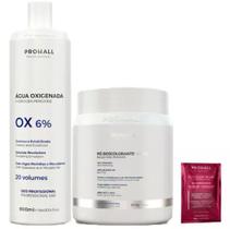 Kit Descoloração Pó Ultra Clareador Branco e Ox 20 Prohall Kit Descoloração Pó Ultra Clareador Branco e Ox 20 Prohall