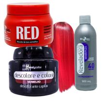 Kit Descolore E Colore Vermelho Red 1 Pó 1 Ox 1 Matizador - Mairibel Hidratylife