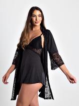 Kit desejo camisola sexy e robe luxo - Roupa de dormir