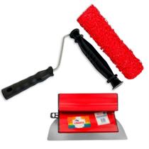 Kit Desempenadeira de Aço Flexível 25cm Com Rolo de Textura e Gaiola 23Cm Compel Para Texturas e Massas Corridas Pintores Pedreiros Profissional