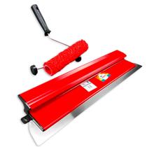 Kit Desempenadeira de Aço Flexível 60cm Com Rolo de Textura e Gaiola 23Cm Compel Para Texturas e Massas Corridas Pintores Pedreiros Profissional