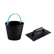Kit Desempenadeira Estriada Astra + Balde Reforçado 12l P/ Concreto Manopla Kit Desempenadeira Estriada Astra + Balde Reforçado 12l P/ Concreto Manopla