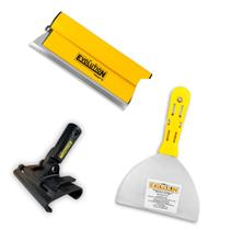 Kit Desempenadeira Flexível Evolution Com Suporte Alongador Preto E Espátula 15CM Em Aço Inox Para Aplicação Nivelamento E Acabamento Profissional Kit Desempenadeira Flexível Evolution Com Suporte Alongador Preto E Espátula 15CM Em Aço Inox Para Aplicação Nivelamento E Acabamento Profissional