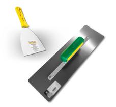 Kit Desempenadeira Galo Aço Inox 309/113 Com Espátula Evolution 10CM Cabo de Plástico Para Acabamentos de Pisos e Paredes Ferramenta Profissional Kit Desempenadeira Galo Aço Inox 309/113 Com Espátula Evolution 10CM Cabo de Plástico Para Acabamentos de Pisos e Paredes Ferramenta Profissional