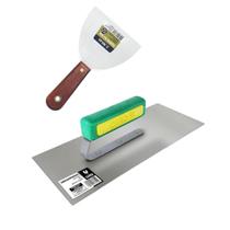 Kit Desempenadeira Inox 12x29 Cm + Espatula 12,5 Aço Inox