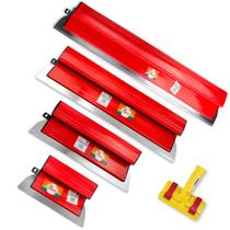 Kit Desempenadeiras Berox 25cm, 40cm, 60cm e 80cm Em Aço Inox Com Suporte Alongador Kit Desempenadeiras Berox 25cm, 40cm, 60cm e 80cm Em Aço Inox Com Suporte Alongador