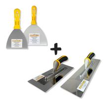 Kit Desempenadeiras Flexíveis E Espátulas Inox Evolution Para Massa Gesso E Acabamento Profissional Com Controle Precisão E Menos Retrabalho Na Obra