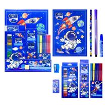 Kit desenho artístico infantil astronauta c 33 peças - fofy
