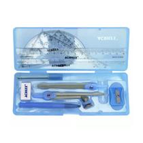 Kit desenho geometrico compasso reguas borracha azul Kit desenho geometrico compasso reguas borracha azul